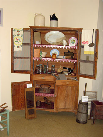 Primitive PIE SAFE with many old kitchen items