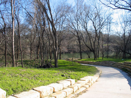 View of the trail to the Colorado River at Bob Bryant Park.