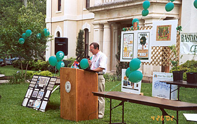 Council Member Terry Sanders reads Proclamation declaring April 26 the 2nd Annual Arbor Day Celebration in Bastrop.