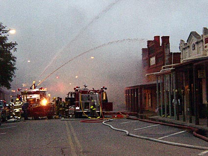 The Texas Mercantile building in the historic downtown of Bastrop was ravaged by fire.