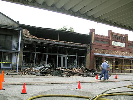 The Texas Mercantile building in the historic downtown of Bastrop was ravaged by fire.