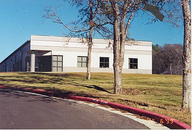 Close-up of the Garments to Go Building in Bastrop, Texas