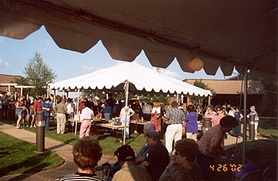 View of the silent auction articles to raise funds for Cancer Research.